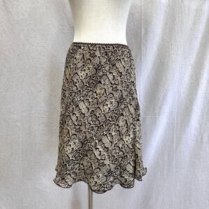 Briggs Y2K snakeskin print ruffle layered hem skirt size Medium knee length